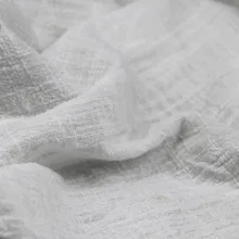 Художественный ретро хлопок отбеленные Белый Двойной slub креп мягкая ткань для ребенка ручной работы летнее платье одежда Блузка Кружевная ткань