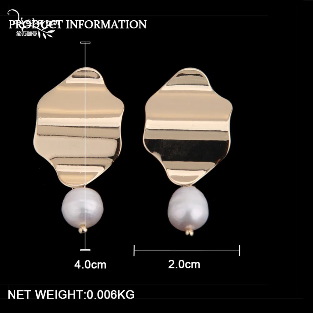 Dvacaman, жемчужные серьги-капли, геометрические, золотые, металлические, висячие серьги Za, новинка, свадебные, массивные ювелирные изделия для женщин, Рождественский подарок
