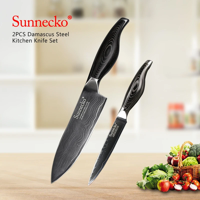 SUNNECKO 2 шт. нож шеф повара 6 &quotкухонные ножи набор японский Дамасская сталь бритва