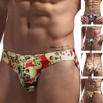 

Halloween Brave Person Skull men Briefs Sexy Trunks Skull Print Man Beach Wear men bathing suit