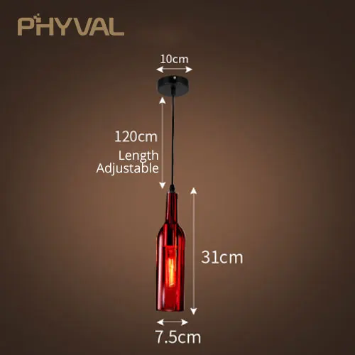 Подвесной светильник для винной бутылки, светодиодный подвесной светильник, креативный подвесной светильник, бар, салон, ресторан, домашний Рождественский Декор, 5 цветов, ночной Светильник - Цвет корпуса: Red No Bulb
