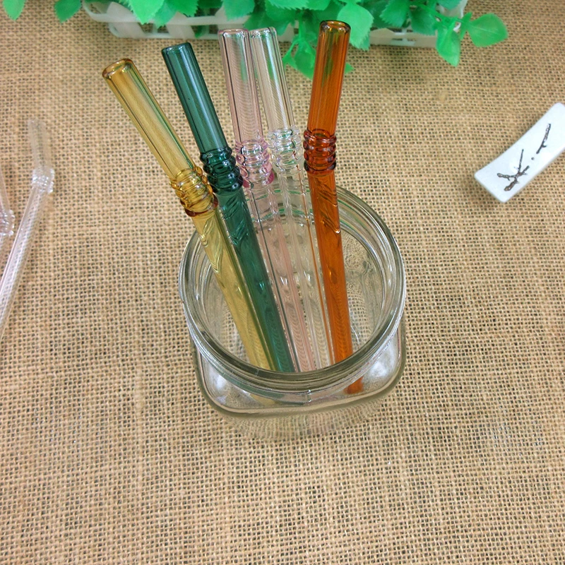 5 шт./компл. цветная трубочка для стаканов многоразовые соломинки стеклянный набор с кистью сумка изогнутые стеклянные соломинки для смузи сока чая