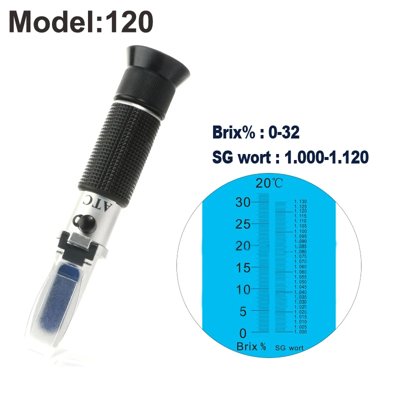 120 рефрактометр пива Brix сусла сахар Спирт 0~ 30% 1,000~ 1,120 SG удельный вес ручной инструмент гидрометр инструмент