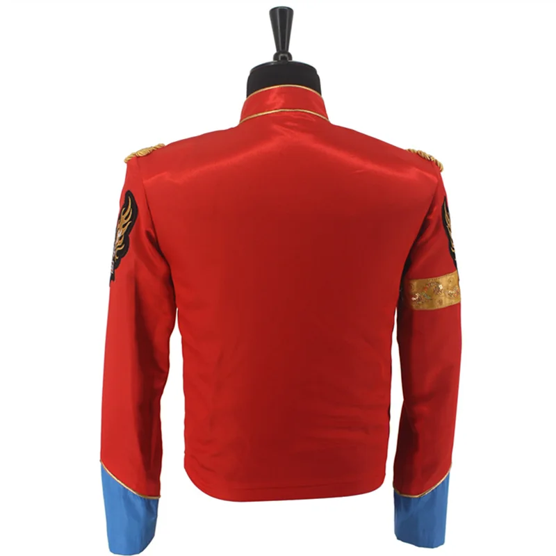 Rare Fashion Retro Punk MJ Michael Jackson Red Military Army Royal Retro England Style Men's Threading Jacket 1980S 5