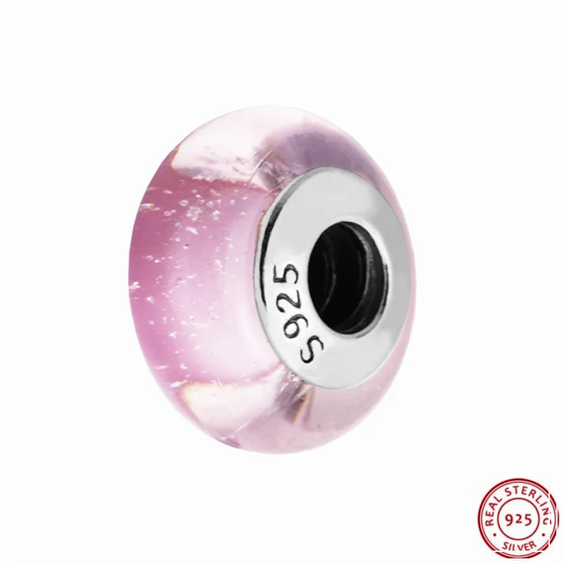 

925 Sterling Silver Desney Aurora's Signature Color Murano Glass Beads DIY Fit PANDORA Charms for Women Jewelry Making D5024