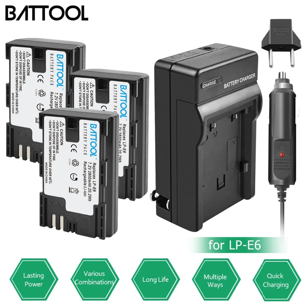

Powtree 2.8Ah Battery + Charger for Canon 7D Mark II Camera for Canon 6D 60D 60Da 70D 80D for EOS 5D Mark II III IV 6D Mark II