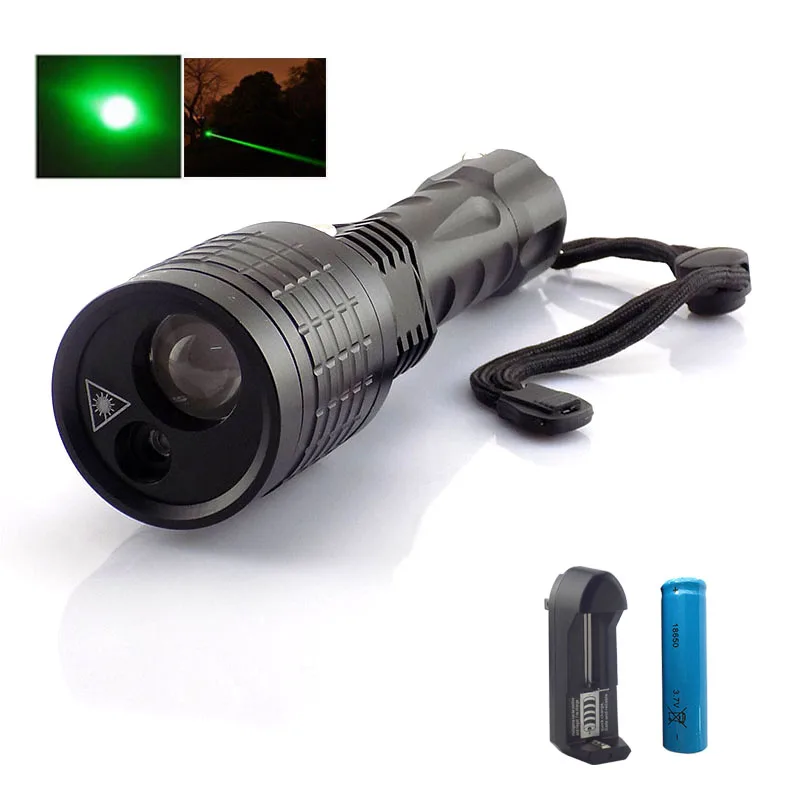 

New 2 in 1 Led Flashlight with Green Laser pointer lazer light Search Led light 800 lumen flash light lamps for hunting fishing