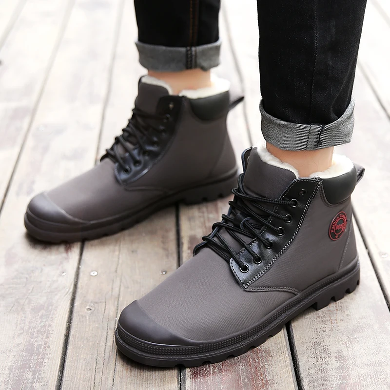 Snow boots men Plus Size 45 Men Ankle Boots Short Plush Warm Winter boots man Waterproof boots