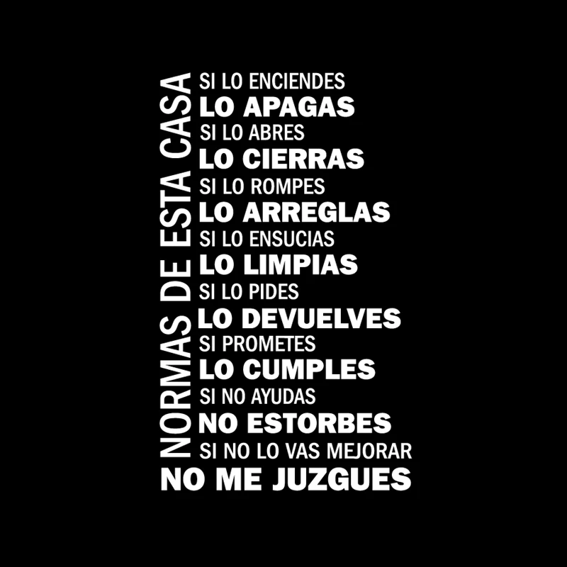 Espanola Normas De Casa Etiqueta De La Pared Decoracion Familia