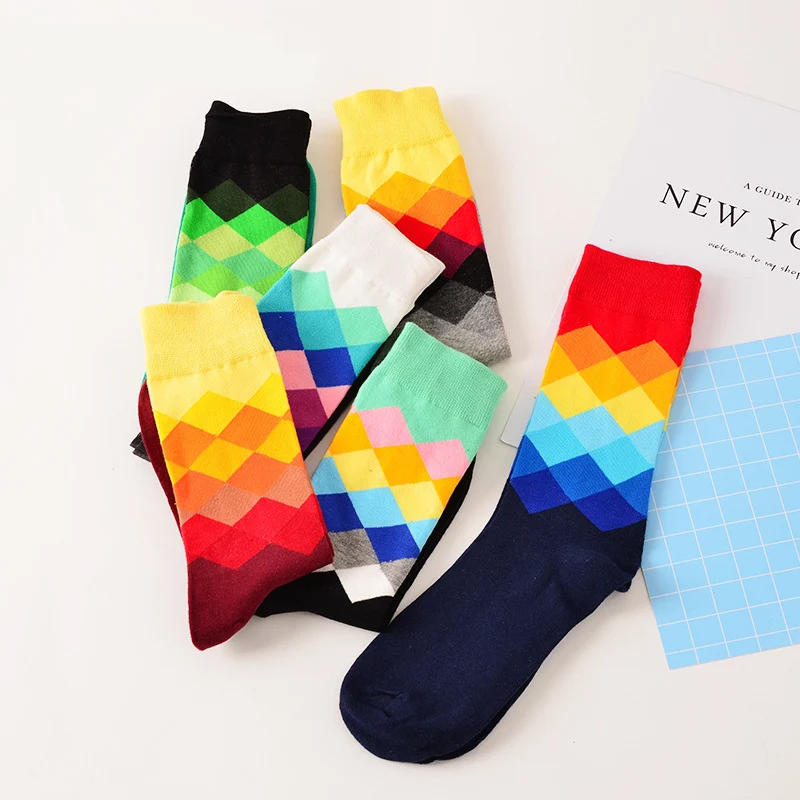 Hot sale Male Brand Happy Crew Socks Gradient Color Fashion Style