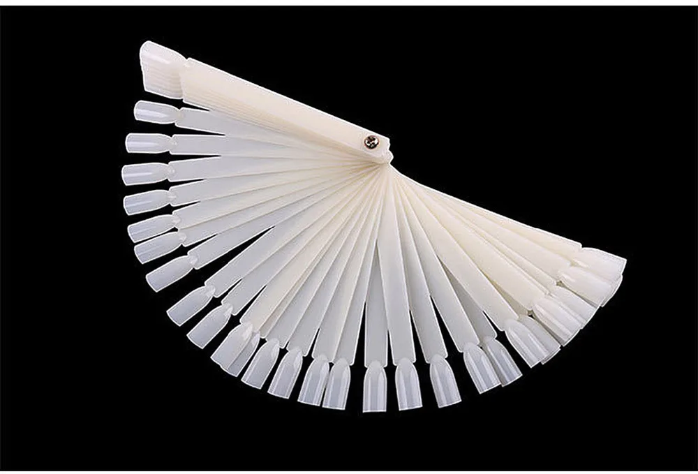 

50PCS False Nail Tips Fan shaped Fake Nail Art Tips Polish UV Gel Sticker Decoration Display Stick Gel Salon Tool Clear Natural