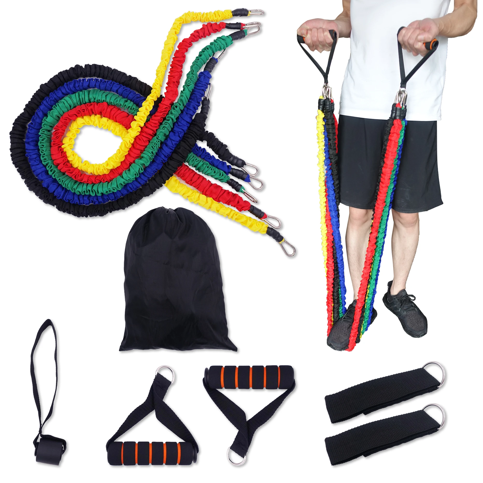 11 Эспандеры спортивные эластичные тяговые трубки веревка с сумкой для тренажерного зала фитнес Кроссфит сила одежда для йоги эластичный