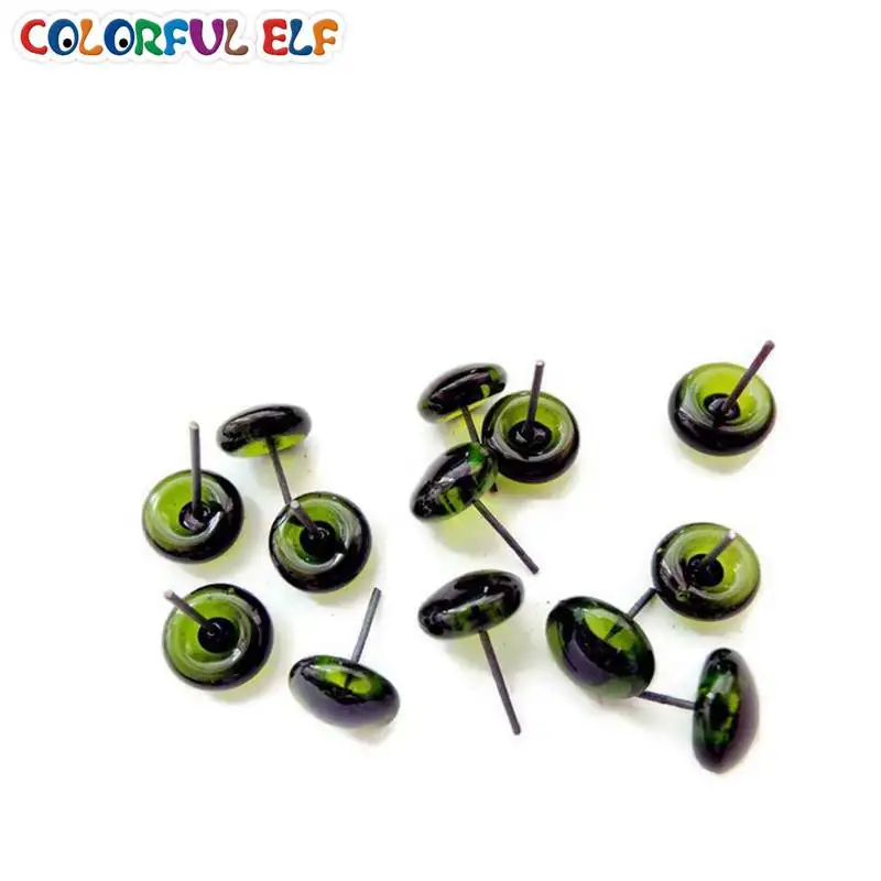 Wholesale 100pcs Green Color Glass Eyes For Animal Doll Glass Eyes On Wire Pins for needle felted sculpture, felted animals