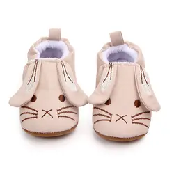 Детские Детская обувь для девочек мальчики милые туфли мягкая подошва Нескользящая кроличья кожа обувь для малышей прогулочная обувь