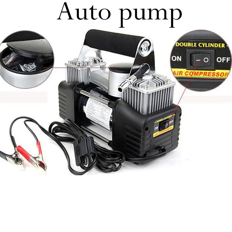US $53.65 NEW 12V car compressor inflator double cylinder pump 150PSI motorcycles bicycles audio pump Highquality