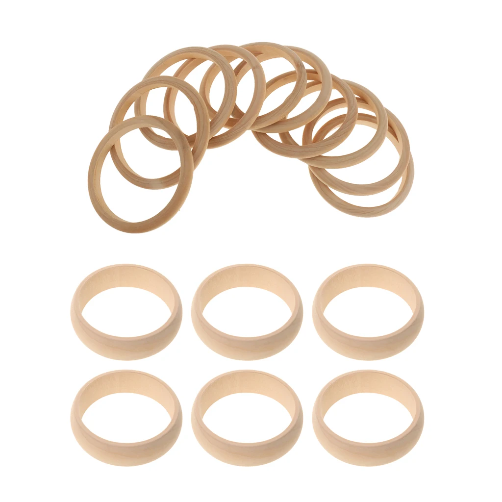 16 Pieces Unfinished Natural Wooden Wood Blank Bangle Bracelet DIY, 8mm, 22mm Wide