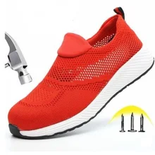 Женская обувь дышащая защитная обувь для мужчин; легкие летние прочные пирсинг рабочие сандалии одинарный, сетчатый кроссовки; большие размеры 35-46