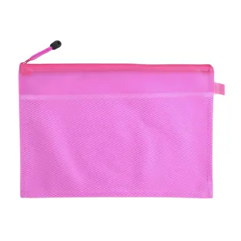 

New and Hot A4 Horizontal Zip up Two Compartments Fuchsia PVC File Folder Bags