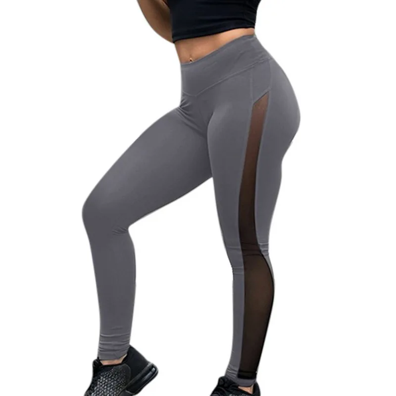 HEFLASHOR, женские штаны с высокой талией, для фитнеса, спортзала, спортивные Леггинсы, для бега, одноцветные сетчатые леггинсы, бесшовные компрессионные тренировочные штаны - Цвет: 21