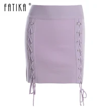Fatika, 4 сезона, женская одежда, новинка, хит, короткая мини-юбка, женские короткие, на шнуровке, сексуальные, вязаные, тонкие юбки для женщин