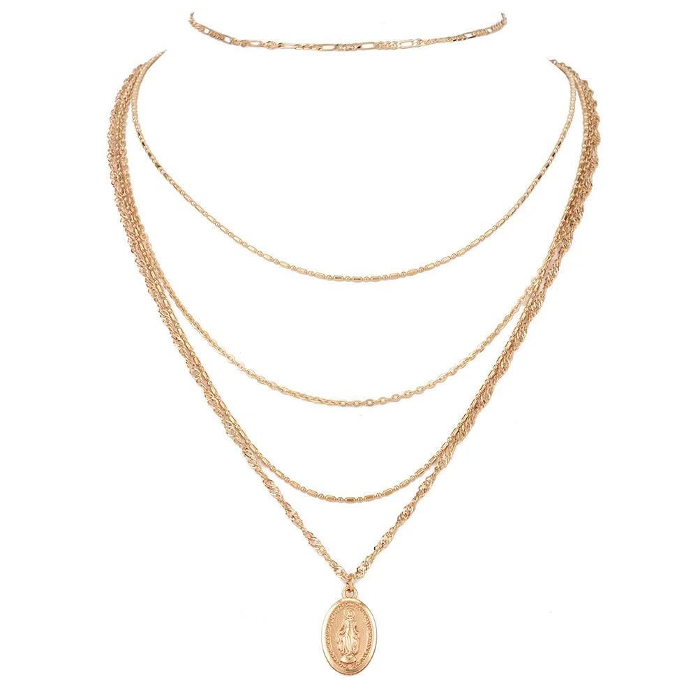 Модная индивидуальная Новинка, многослойное ожерелье на цепочке, набор стимпанк, ожерелье для женщин, винтажное массивное ожерелье в богемном стиле