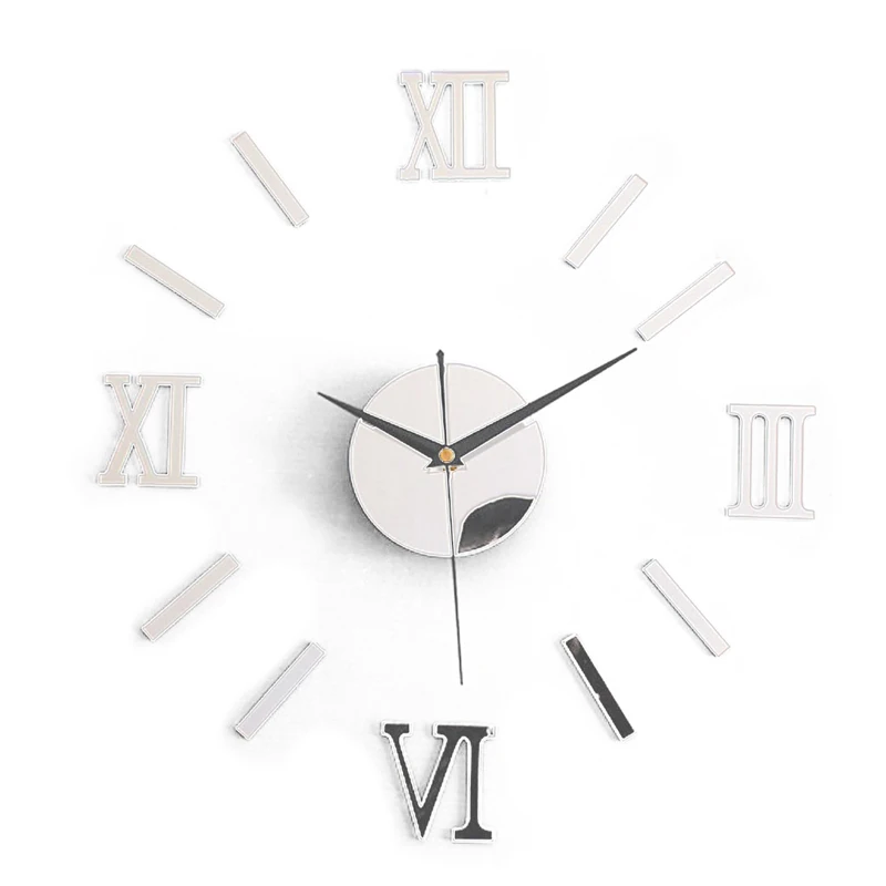 

Modern DIY Home Decor Large Coffee Cup Stickers Kitchen Wall Clocks Silent Clock Stickers - Silver