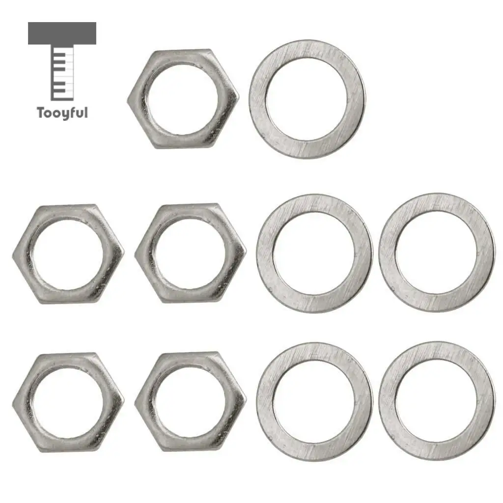 Tooyful 5 Pieces Iron Jack Socket Connector Nuts with Washers Set for Electric Guitar Bass Parts 9mm