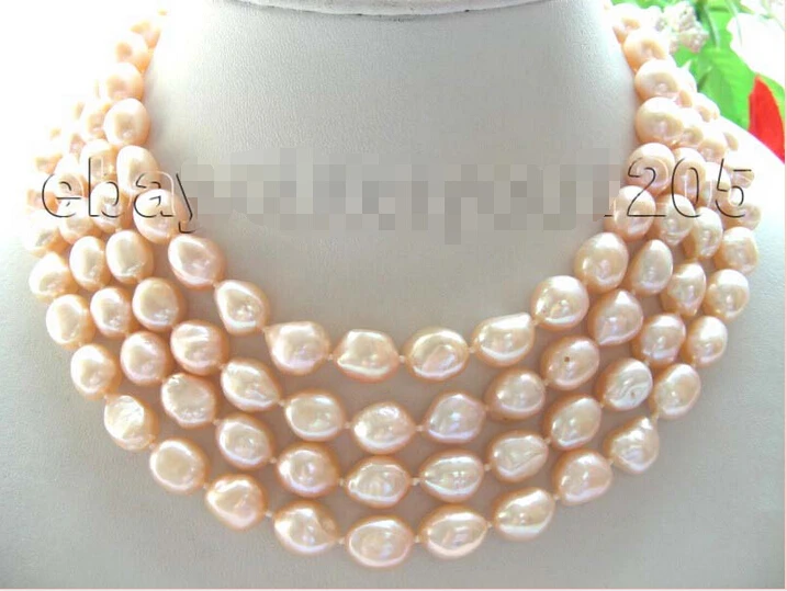 

Fast SHIPPING 65" Longest Natural 12mm Pink Baroque Pearl Necklace! (A0322) (A0326)