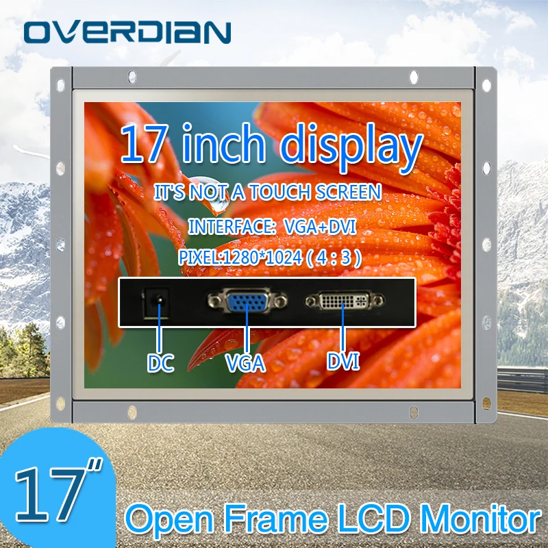 

17inch/17" VGA/DVI Connector Iron Frame Monitor/Display 1280*1024 Non-Touch Screen Resolution4:3 Open Frame