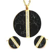 

Fashion round stainless steel jewelry sets for women pendant necklace earring sets