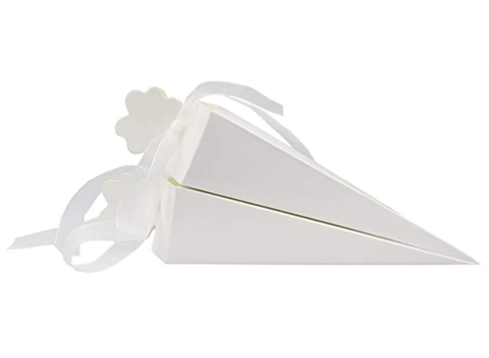 Бумажная коробка для конфет в форме конуса с лентами, свадебные сувениры для гостей, Подарочная коробка, упаковка для детского дня рождения
