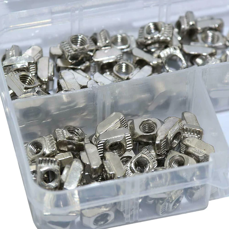 160pcs Hammer Drop In Nut Fasten Connector for Aluminum Profile M3 M4 M5 2020 Slot T-Nut Sliding Nickel Plated Steel T Slot Nut