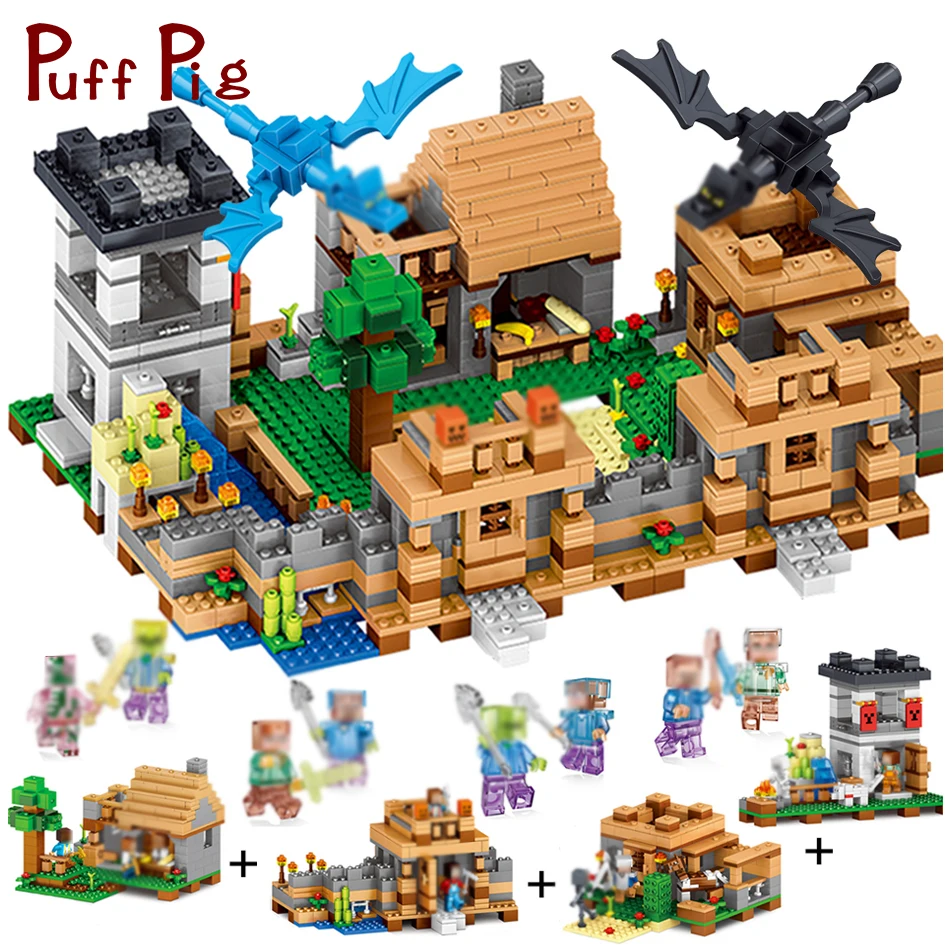 

1221PCS 4in1 My World Dream Village Dragon Figures Building Blocks Compatible Legoed Minecrafted City Education Children Toys