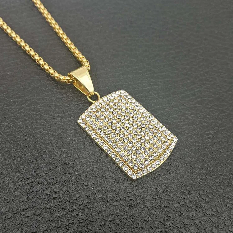 

Gold Full Zircon Stainless steel Necklaces Men Women Iced Out Crystal Chains Hip Hop Charm Jewelry Gifts pendants