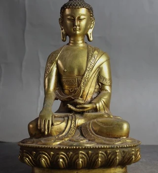 

8" Tibet Buddhism Temple Gilt Bronze Sakyamuni Shakyamuni Medicine Buddha Statue