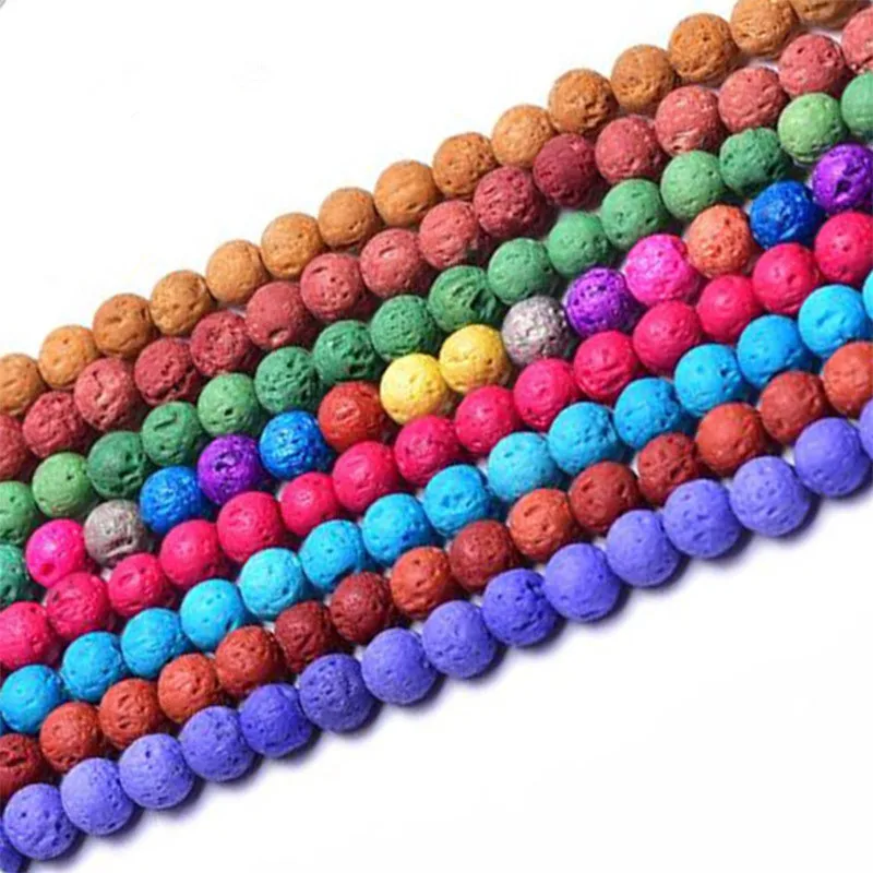 

DIY Colorful Volcanic Lava Beads Lava Stone Beads Round Volcanic-Stone Natural Stone Beads for Jewelry Making 4mm 6mm 8mm