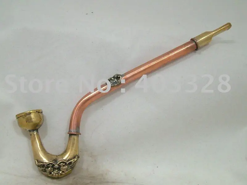Antique Handmade OLD Bronze "good luck,"SMOKING PIPE.Tobacco Pipes+FREE