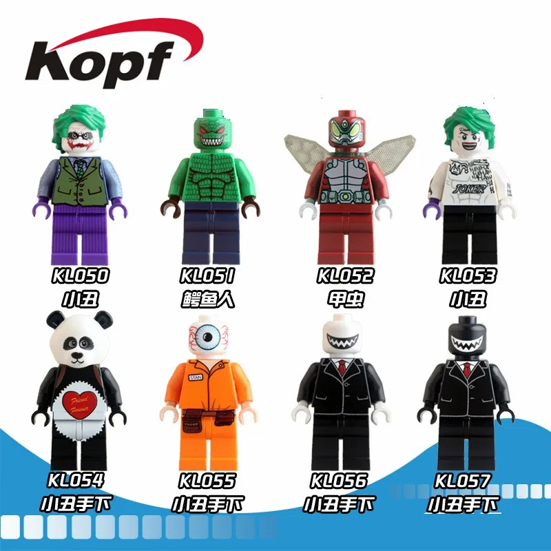 

Single Sale Killer Croc with Tommy Gun Weapon Joker with Black Coat Movie Batman Super Heroes Building Blocks Kids Toys KL9008