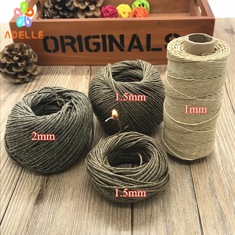 

Wholesale Organic Hive Hemp Wick 1/1.5/2mm Bees Waxed hemp Twine Cord Cigarette lighter Candle craft Outdoor free shipping