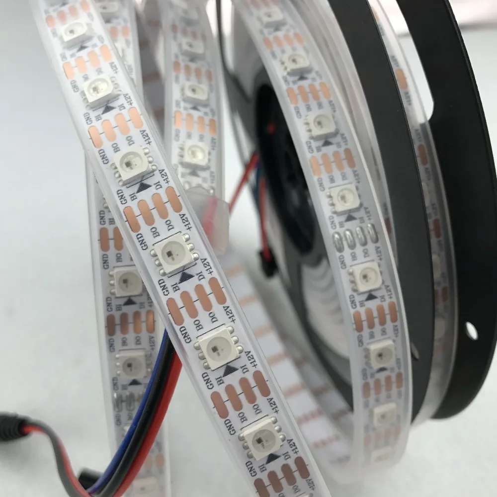 

WS2815 DC12V addressable full color RGB 5050 LED strip;60leds/m;5m;waterproof in silicon tube;IP66;WHITE PCB