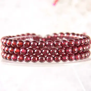 

Free Shipping Fine Jewelry Stretch Red Round Beads 5MM AA 100% Natural Garnet Bracelet 21" with Box 1Pcs J029