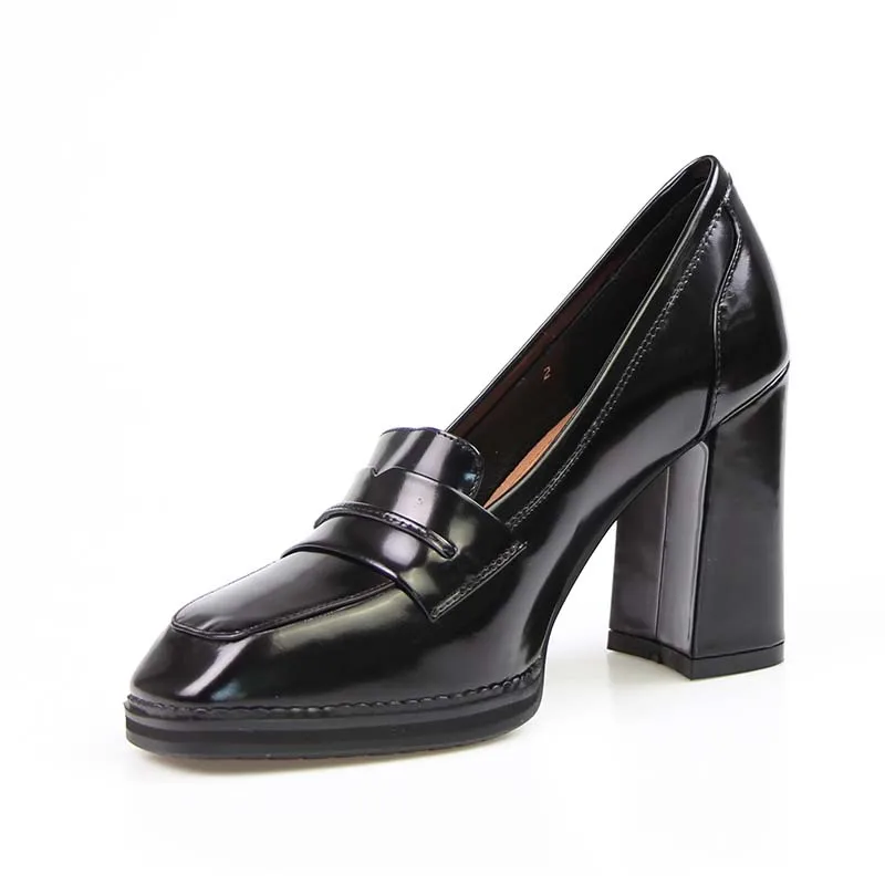 Туфли-лодочки в стиле ретро для отдыха коммутирующих покупки Для женщин Обувь на высоких каблуках Повседневное слипоны из натуральной кожи женская обувь женские туфли-лодочки - Цвет: Черный