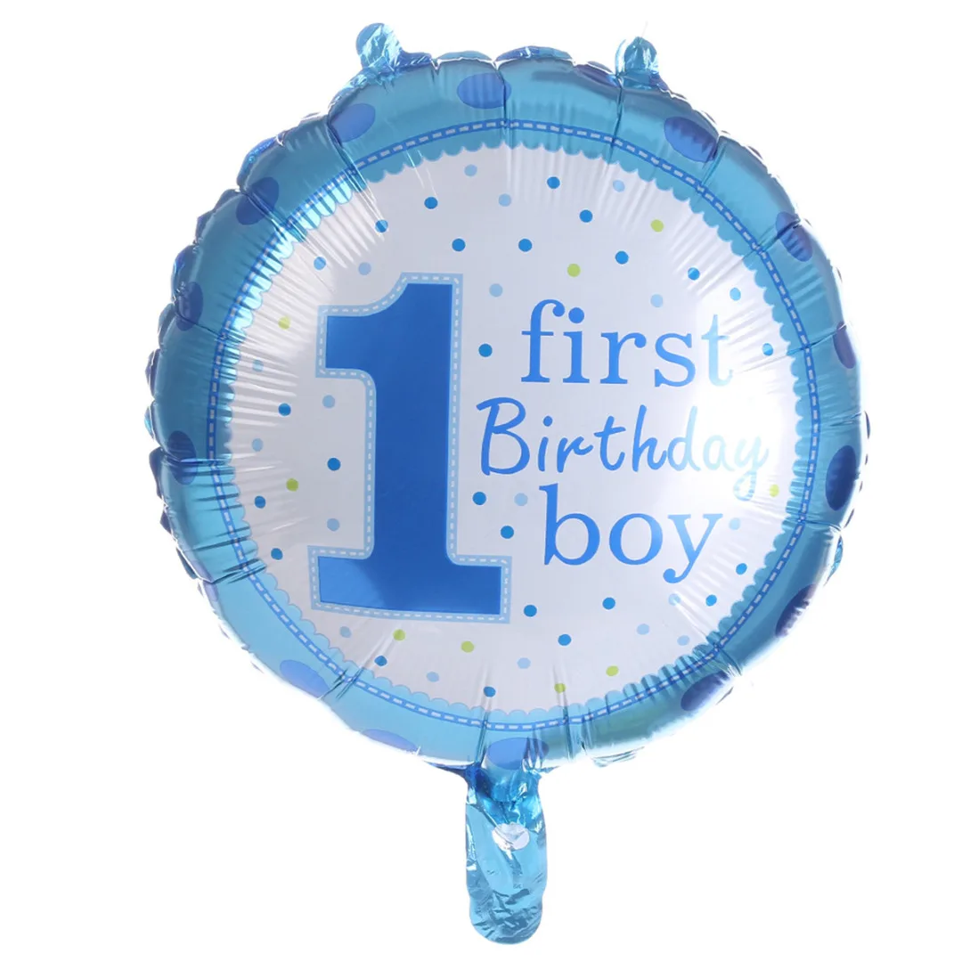 5Pcs Happy Age 1st Birthday Number Helium Foil Balloon Baby Party Decor Boy Girl Blue/Pink
