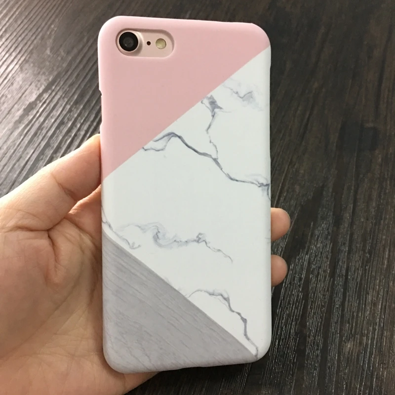 

Fashion Geometric shape color Matte PC Hard Case For iPhone 7 6 6S Plus Marble Stone Phone Cover For iPhone 6 7 6S Back lina
