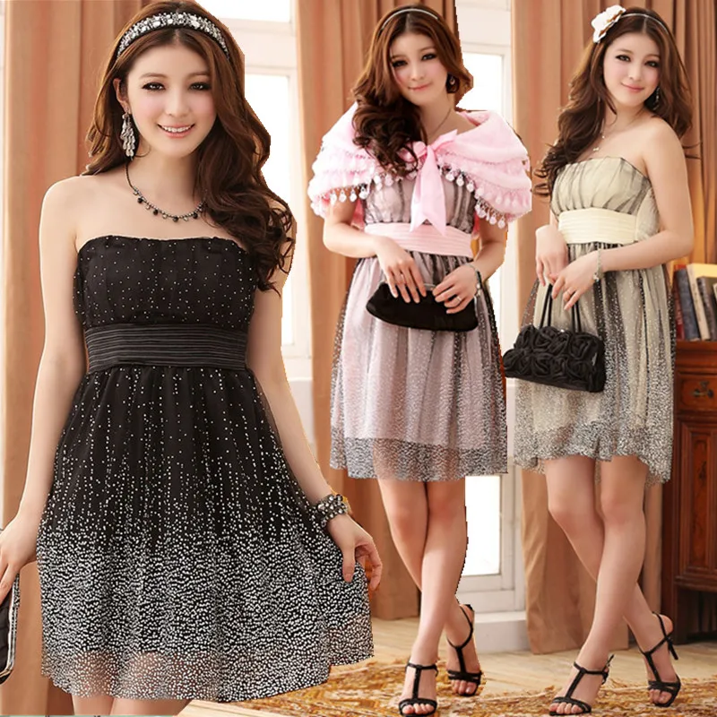 

F~3XL Brand Sexy Elegant Ladies Wedding Sleeveless Empire Gauze Large Size Knee Length Short Club Party Fiesta Women Dress Gown