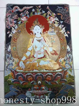 

Tibet Silk Embroidery Art Buddhism Tangka green tara buddha Thangka statue .