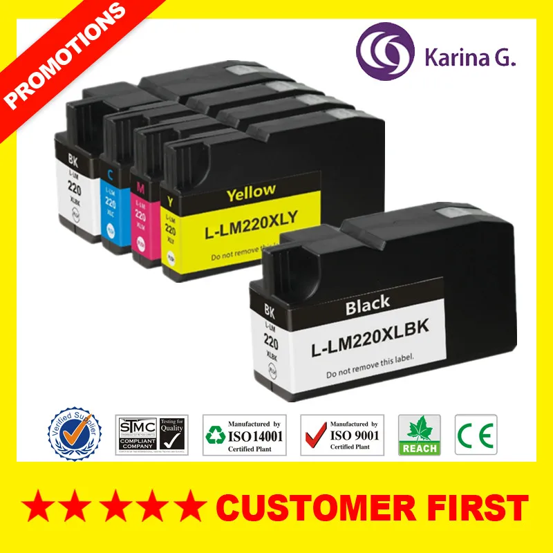 1Set Plus 1PCS Black Совместимый для Lexmark LM220 LM-220 лм 220 чернильный картридж для Lexmark OfficeEdge Pro4000c Pro4000 Pro5500 Pro5500t принтер - Цвет: 1Set Plus 1PCS Black