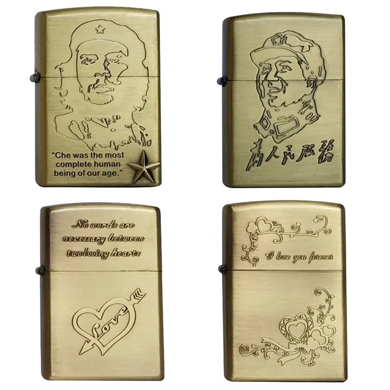 

8 Style Fashion Retro Metal Carving Kerosene Oil Fire Lighter Unique Gasoline Cigarette Lighter Handicrafts Decoration Best gift