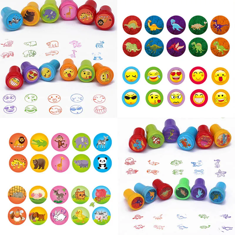 

Photo Album Decor DIY Scrapbook Reward Toy Cute Panda Cartoon Rubber Stamps Red Stamp 10 Pcs 1 Box Kids Stamp