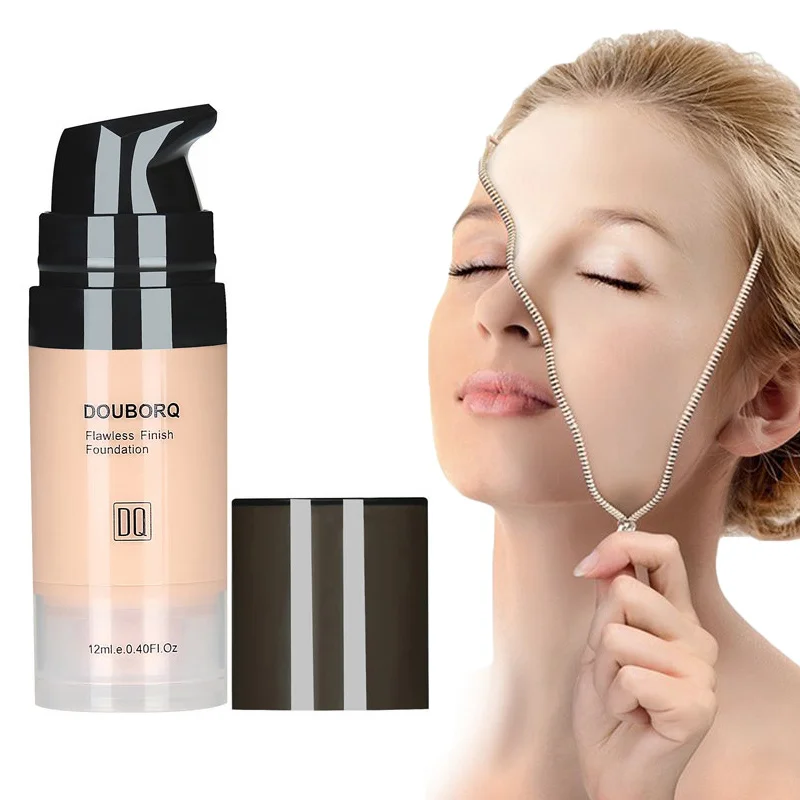 DouborQ Liquid Foundation Concealer Effectively Reduces Dark Circles Brighten Skin Color Waterproof Makeup BB Cream Base TSLM2